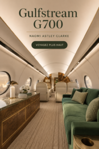 Vue de l'intérieur sophistiqué du Gulfstream G700, mettant en avant un design élégant et fonctionnel.
