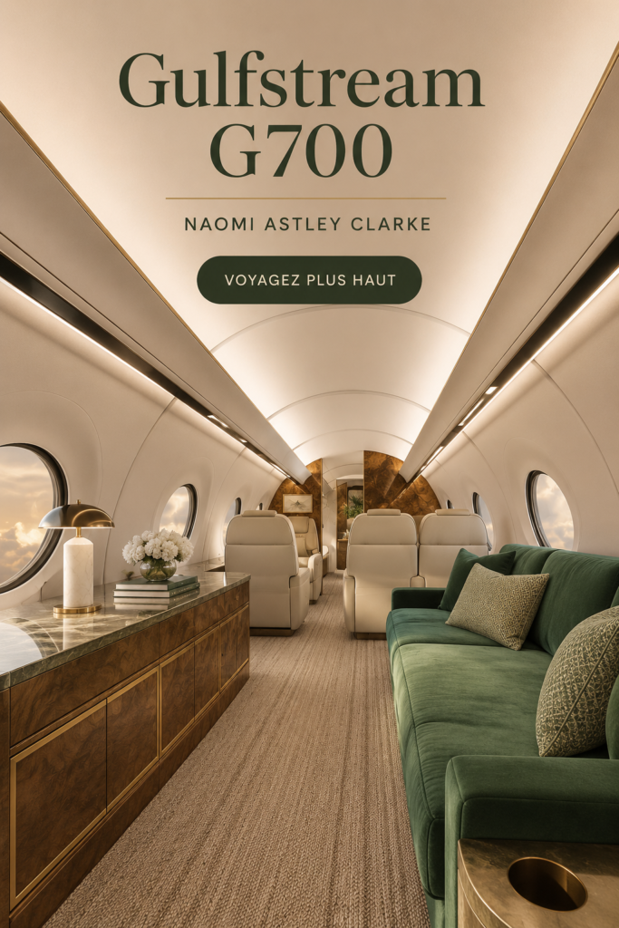 Vue de l'intérieur sophistiqué du Gulfstream G700, mettant en avant un design élégant et fonctionnel.