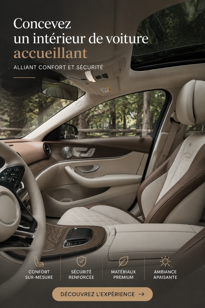 Intérieur élégant d'une voiture de luxe avec sièges confortables et design raffiné