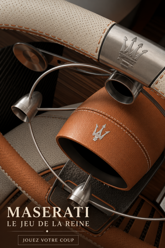 Une vue intérieure élégante d'une Maserati, mettant en valeur son luxe et son confort.