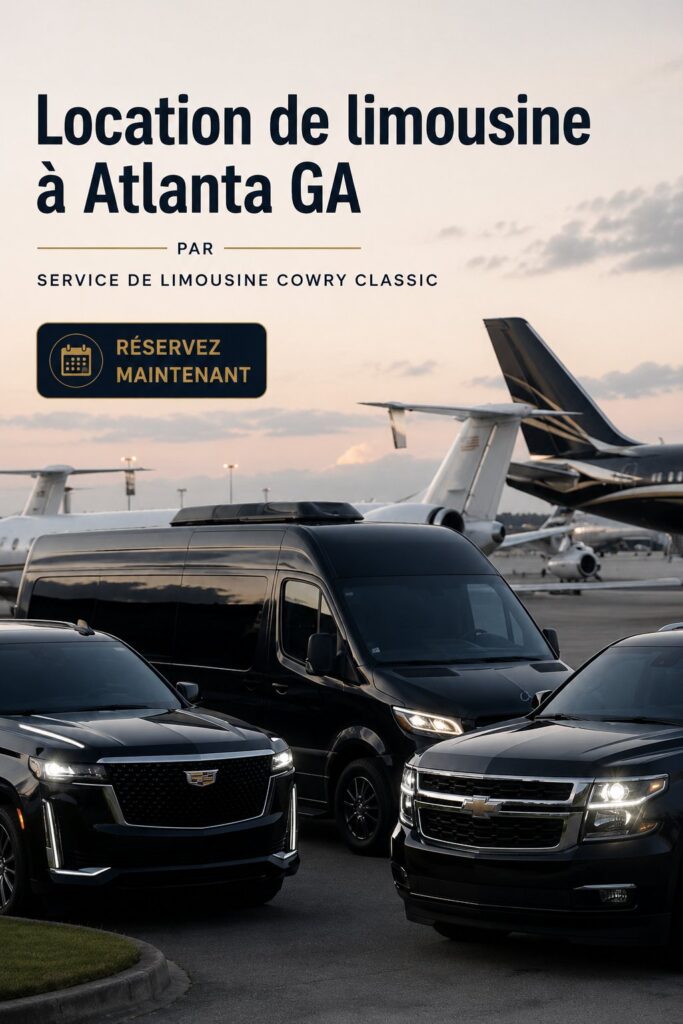 Intérieur luxueux d'une limousine à Atlanta, élégant et confortable.