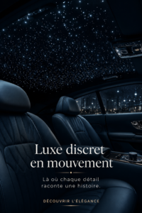 Intérieur d'une voiture de luxe avec des détails raffinés et apaisants.