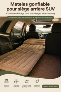 Matelas SUV confortable installé dans une voiture de luxe