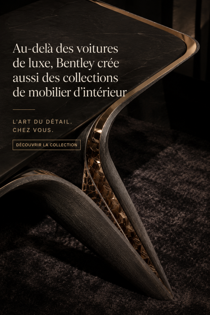 Salon chic avec meubles de luxe Bentley, mettant en avant le confort et l'élégance.