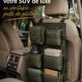 Organisateur MOLLE installé dans l'intérieur d'un SUV de luxe, montrant un espace bien rangé.