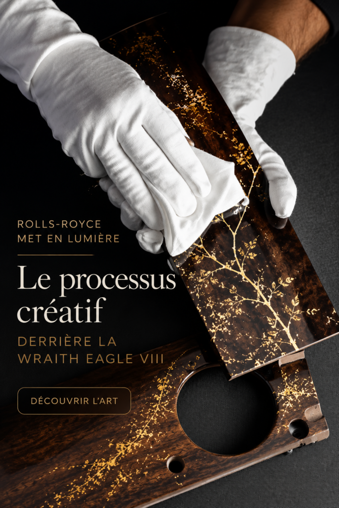 Rolls-Royce Wraith Eagle VIII exposée en atelier, montrant le luxe et le savoir-faire artisanal.
