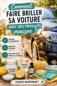 Intérieur d'une voiture de luxe brillant grâce à des produits maison.