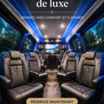 Mercedes Sprinter limousine à l'intérieur luxe, mettant en avant son confort et ses équipements.