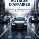 Intérieur d'une voiture de luxe prête pour un voyage d'affaires avec un chauffeur.