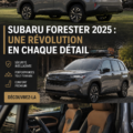 Intérieur du Subaru Forester 2025, avec des matériaux modernes et une ambiance chaleureuse.