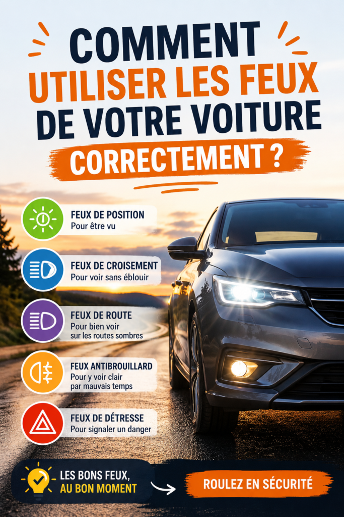 Intérieur d'une voiture de luxe avec des feux allumés
