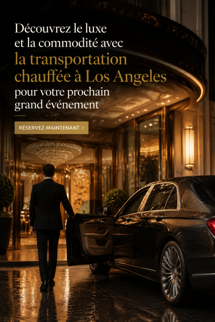 Vue d'une élégante voiture avec chauffeur prête pour un événement de luxe.