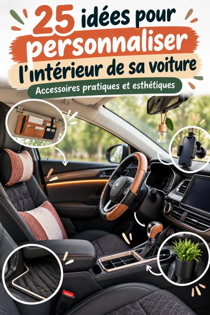Intérieur élégant d'une voiture de luxe avec des accessoires décoratifs raffinés.