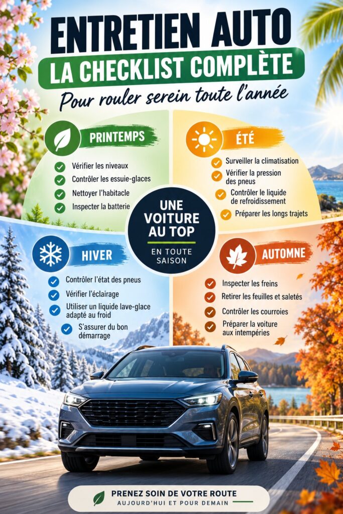 Checklist d'entretien automobile pour voiture de luxe sur une table en bois