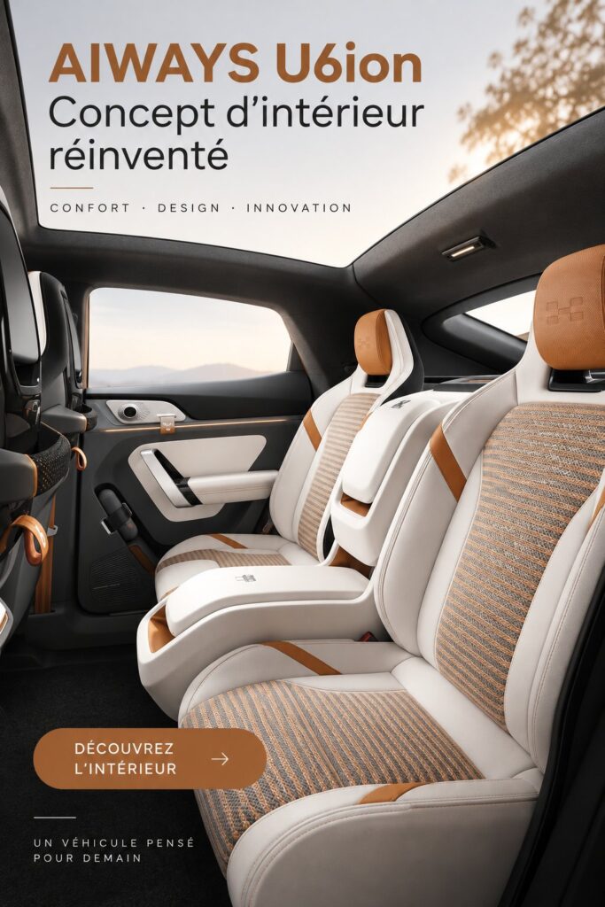 Intérieur élégant et moderne du concept AIWAYS U6ion avec des matériaux luxe.