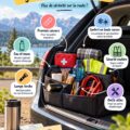 Intérieur d'une voiture de luxe bien organisé avec des accessoires pratiques