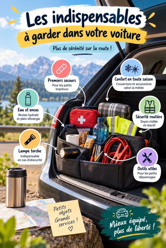 Intérieur d'une voiture de luxe bien organisé avec des accessoires pratiques
