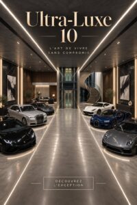Un garage moderne et luxueux avec différentes voitures bien exposées
