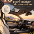 Intérieur d'une voiture de luxe avec des matériaux raffinés et un éclairage doux