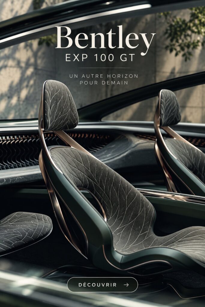 Vue intérieure du Bentley EXP 100 GT avec ses finitions luxueuses.