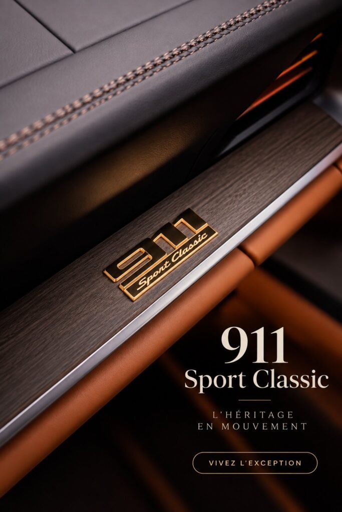 Intérieur luxueux de la Porsche 911 Sport Classic avec cuir et finitions élégantes