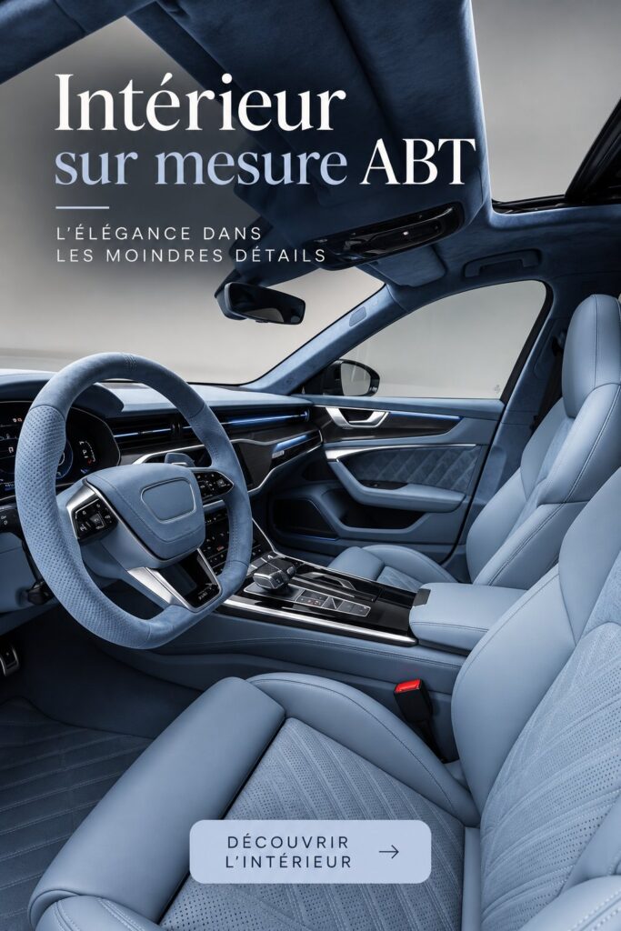 Intérieur luxueux d'une voiture personnalisée par ABT Individual, mettant en valeur des matériaux haut de gamme.