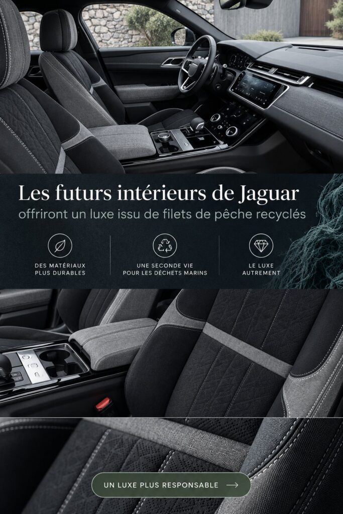 Intérieur luxueux d'une voiture Jaguar, avec des matériaux modernes et durables