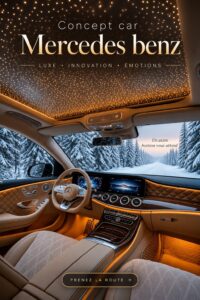 Intérieur luxueux d'un concept-car Mercedes-Benz, mettant en valeur des matériaux raffinés et un design moderne.