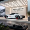 Intérieur raffiné d'une Porsche exposée au SXSW avec des finitions de luxe.