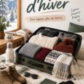 Intérieur d'une voiture de luxe préparée pour l'hiver, avec des accessoires confortables et chaleureux.