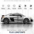 Intérieur d'une voiture de luxe avec un revêtement céramique brillant