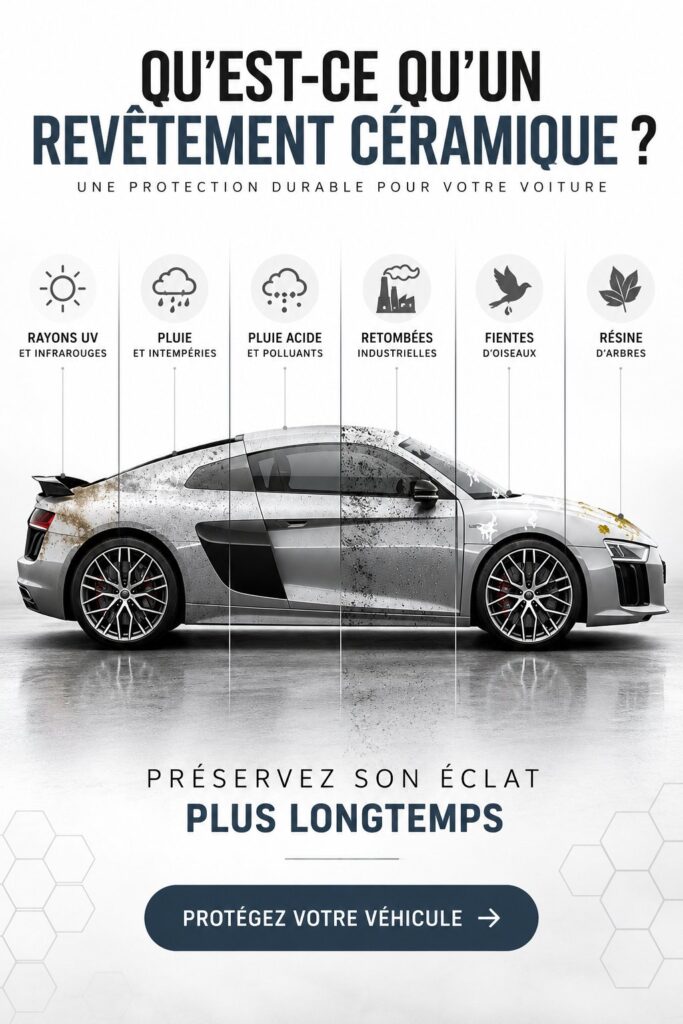 Intérieur d'une voiture de luxe avec un revêtement céramique brillant