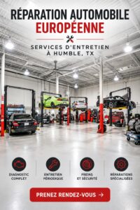 Un garage automobile à Humble, TX, proposant des services de réparation pour voitures de luxe.