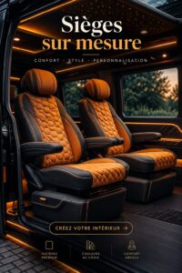 Sièges personnalisés en cuir beige dans une voiture de luxe moderne