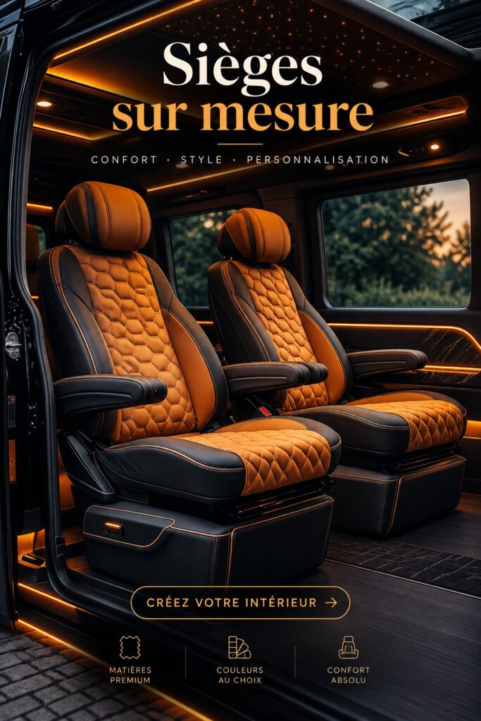 Sièges personnalisés en cuir beige dans une voiture de luxe moderne