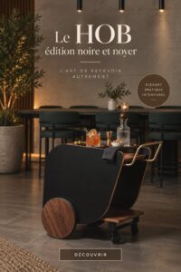 Intérieur de voiture de luxe HOB édition noir et noyer, combinant élégance et confort.
