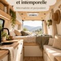 Intérieur d'un van aménagé avec des couleurs neutres et élégantes