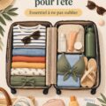 Femme préparant son bagage à main pour un vol d'été.