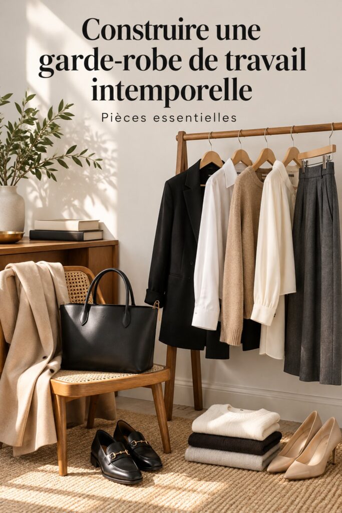 Image d'une garde-robe de travail chic et intemporelle avec des pièces élégantes