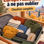 Femme préparant sa valise pour un voyage en Europe en octobre