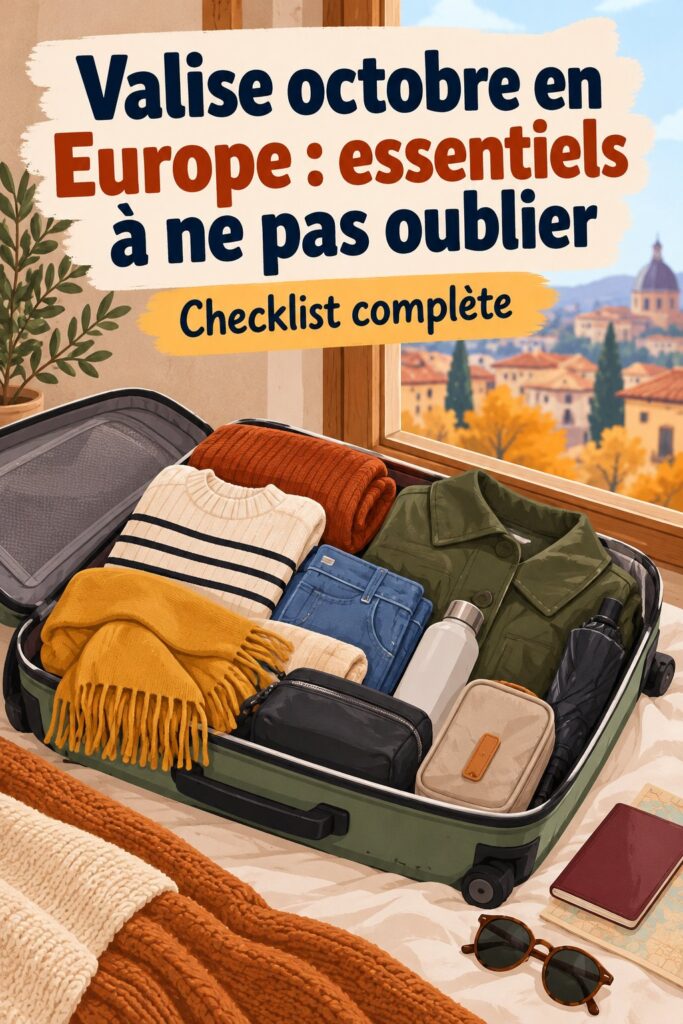 Femme préparant sa valise pour un voyage en Europe en octobre