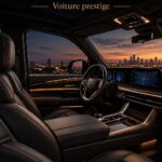 Intérieur luxueux de la Cadillac Escalade noire avec finitions en cuir