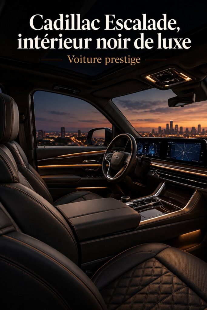 Intérieur luxueux de la Cadillac Escalade noire avec finitions en cuir