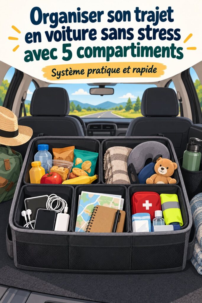 Intérieur d'une voiture de luxe bien organisé avec 5 compartiments pratiques