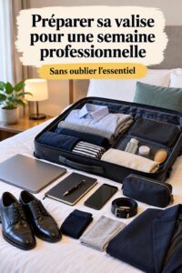 Valise organisée pour un voyage professionnel avec des vêtements élégants