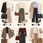 Femme élégante en tenue de travail chic, assise à un bureau