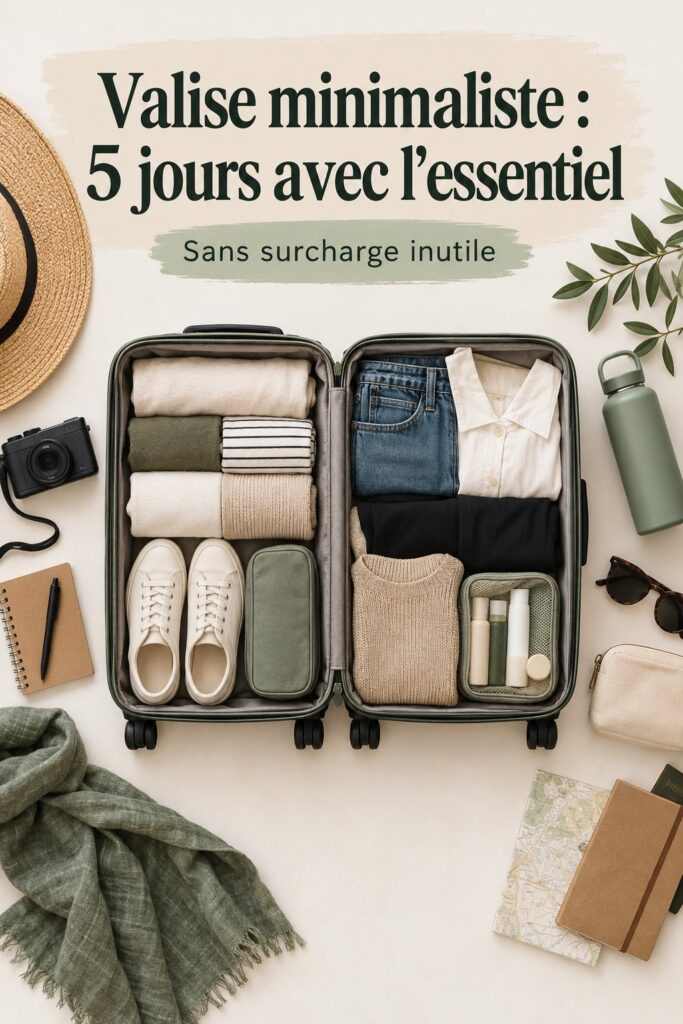 Valise minimaliste prête pour 5 jours de voyage